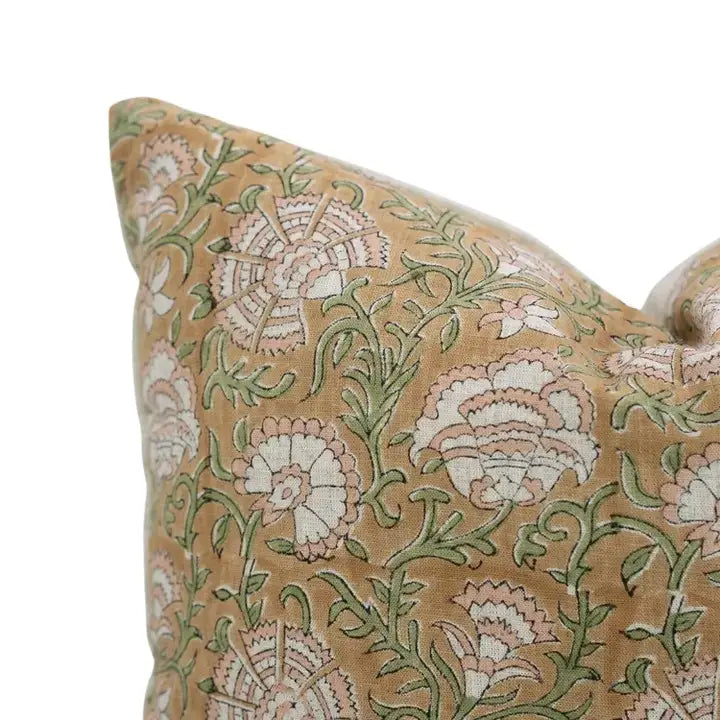 Elegant Hand Block Pinted Viscose Linen Pillow Cover - Sonakshi