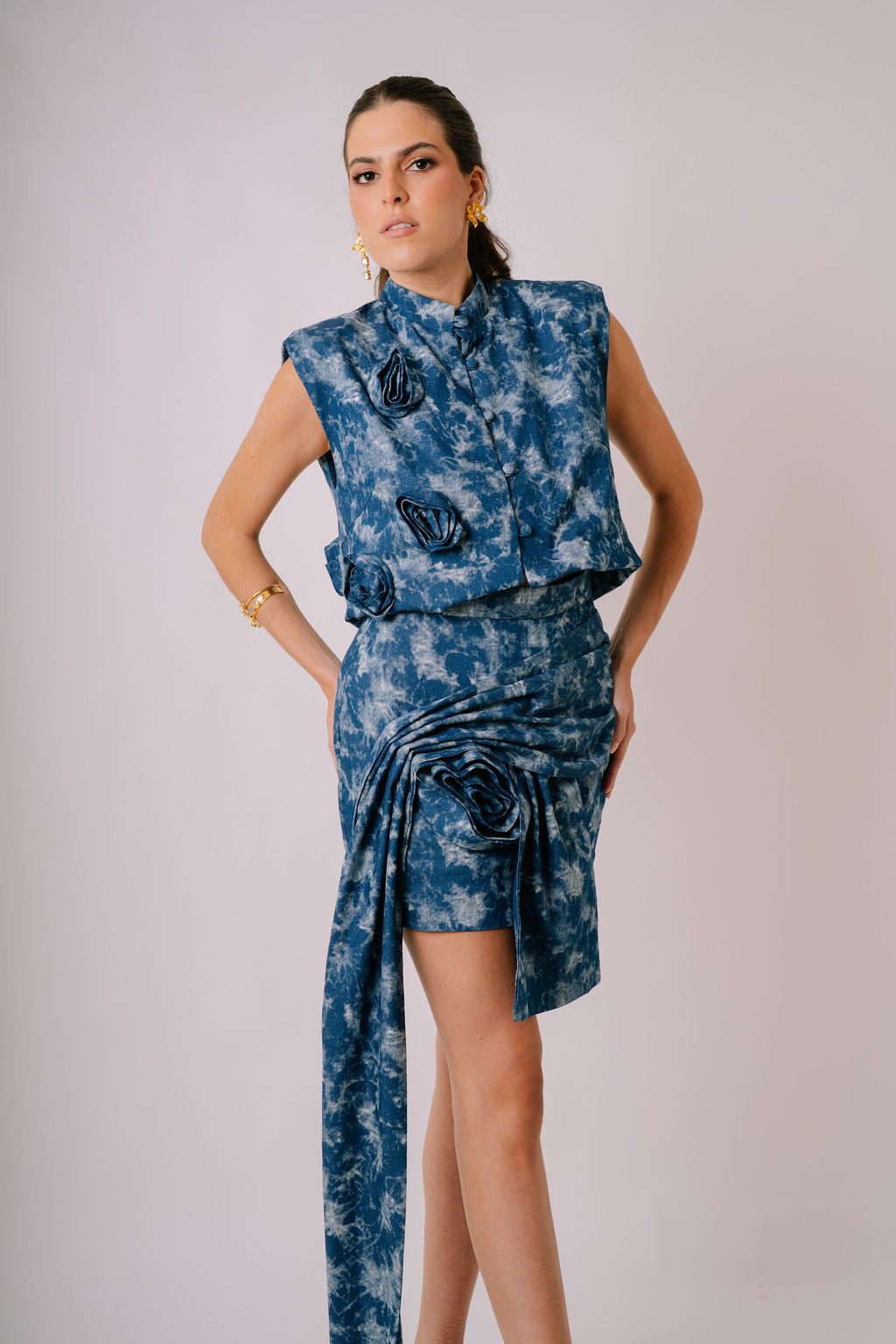 Floral Embellished Denim Vest