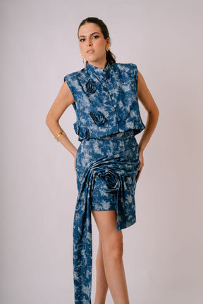 Floral Embellished Denim Vest