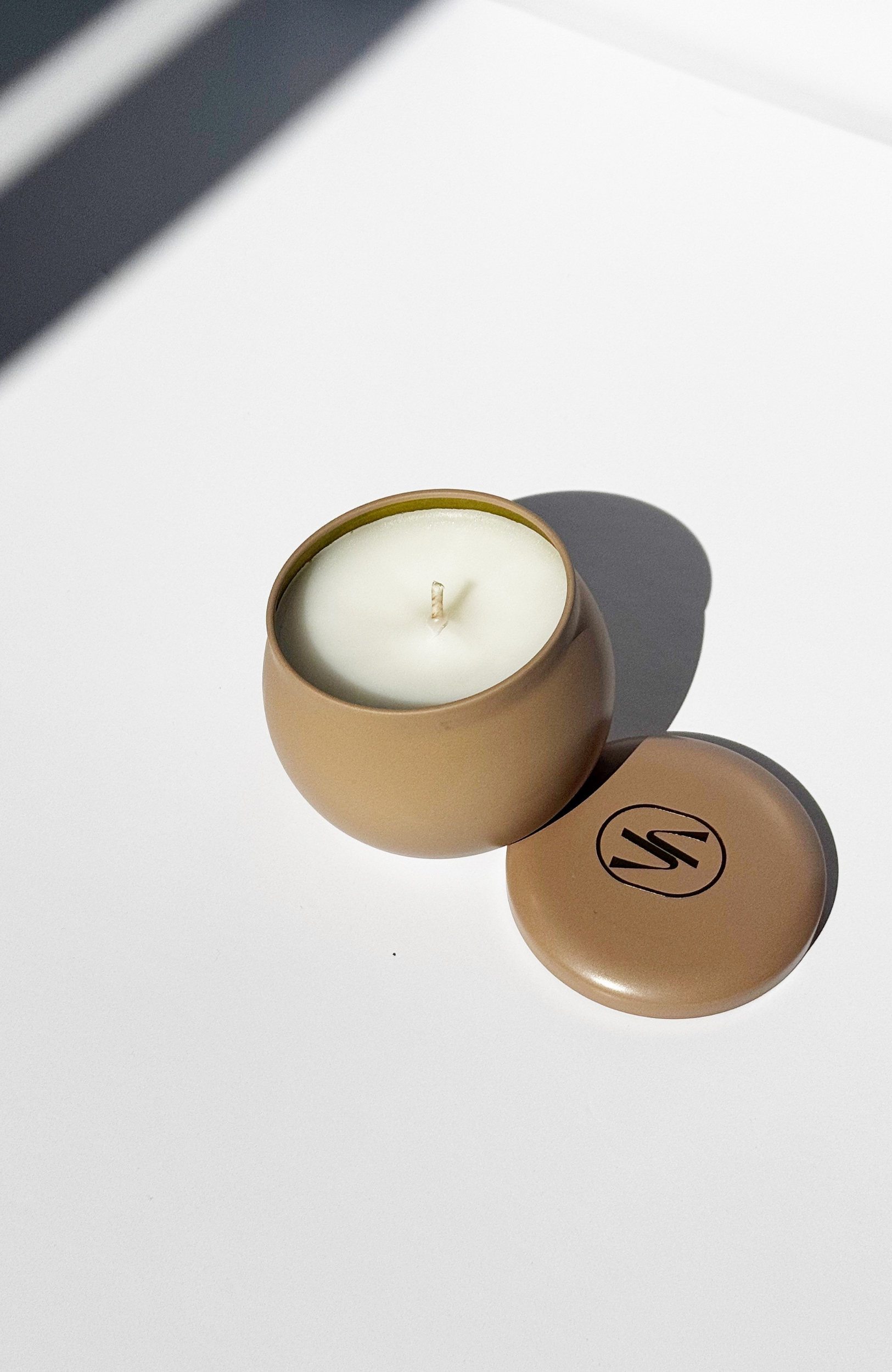 Mini Scented Travel Candle with Cotton Wick in Ganja Suede