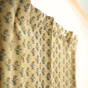 Bohemian Block Viscose Colored Linen Curtain - Coastal Tulip