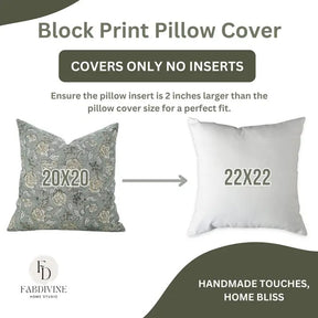 Stylish Handmade Block Print Pure Linen Pillow Cover- Rameshwaram