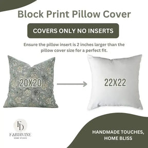 Stylish Handmade Block Print Pure Linen Pillow Cover- Rameshwaram