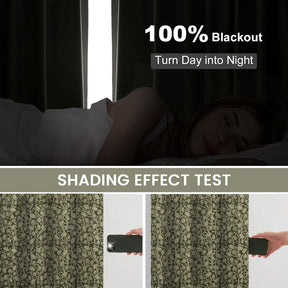 Classic Block Print Thick Linen Pleated Curtain - Pishta
