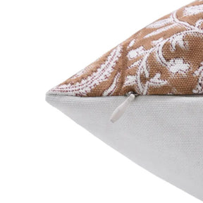 Natural Handmade Block Printed Thick Cotton White Cushion Cover-Kundanvan