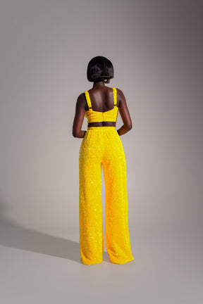 LIZA Sequin Bra Top in AMBER