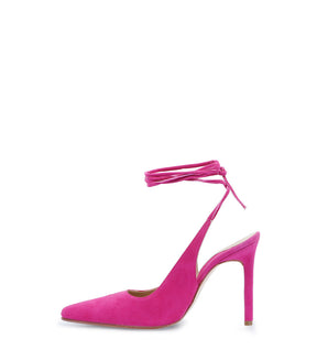 Chic Pink Suede Heels with Ankle Straps Tale