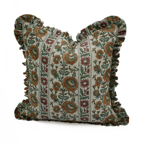 Handmade Block Print Decorative Throw Cushion Cover - Sunflower