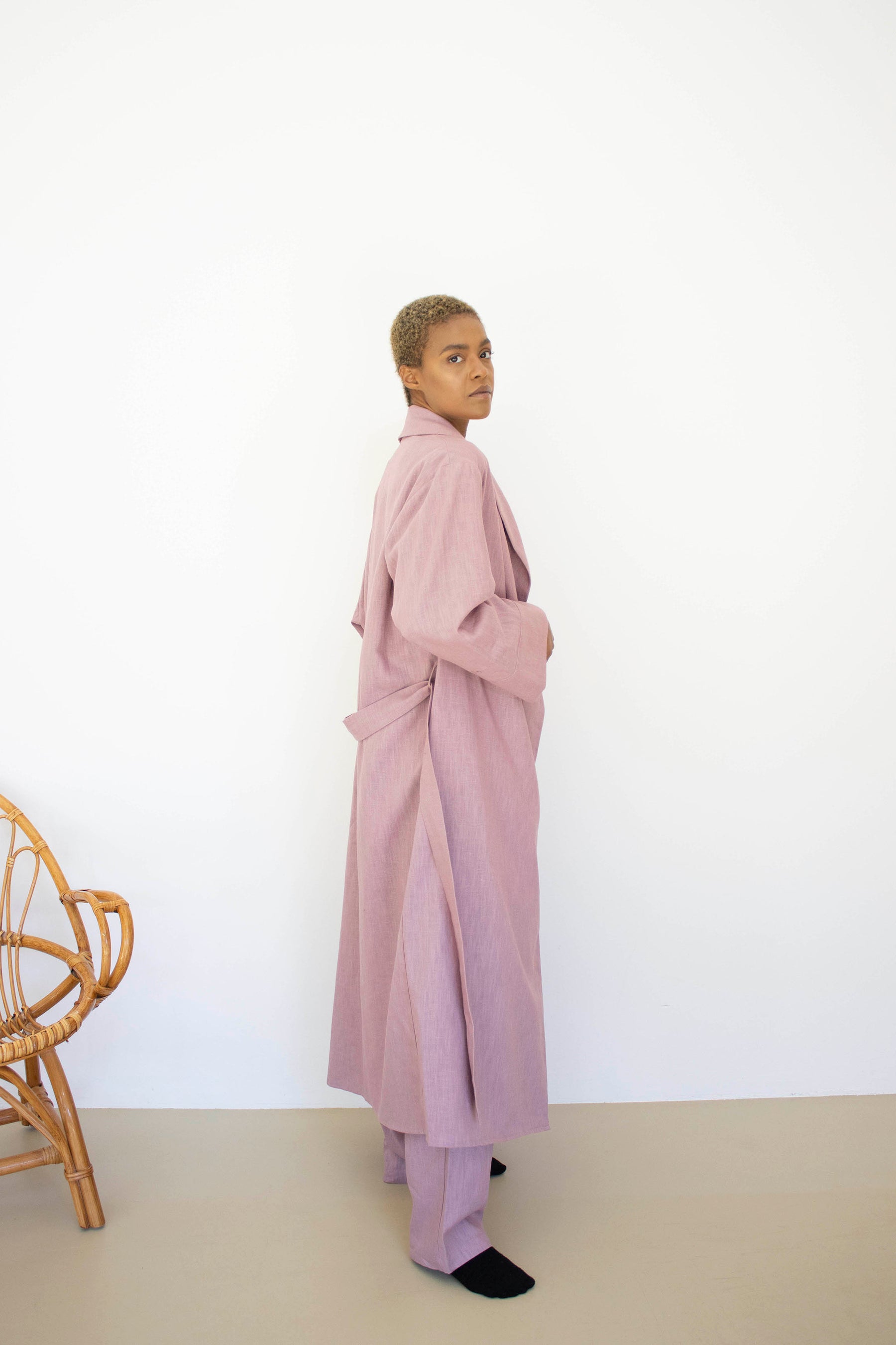 Grace Linen Robe - Pink