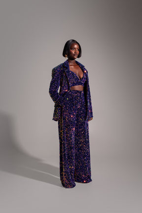 LIZA Sequin Bra Top in TANZANITE