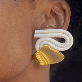 Mini White Evoke Earrings