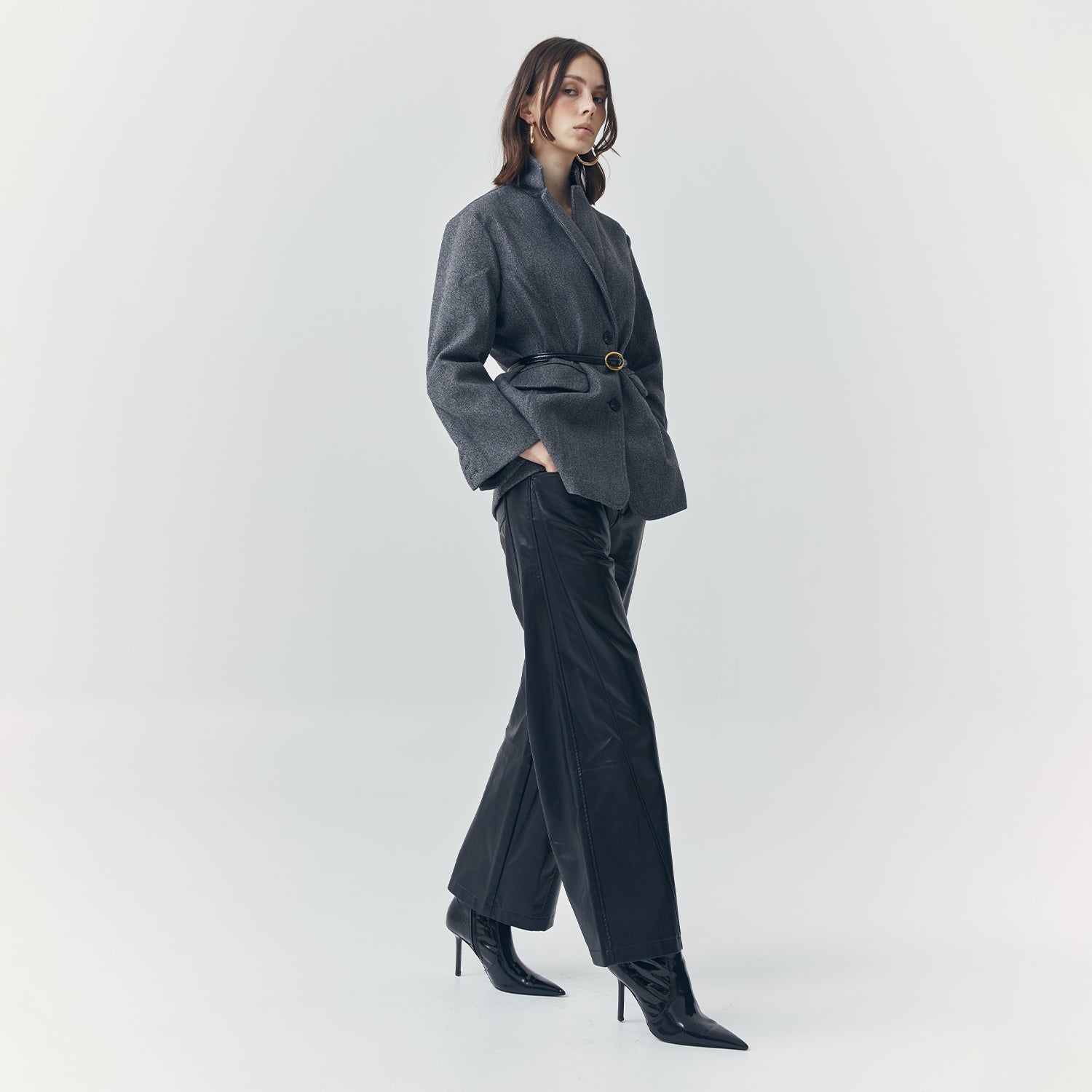 COLETTE GREY WOOL SINGLE BREASTED BLAZER