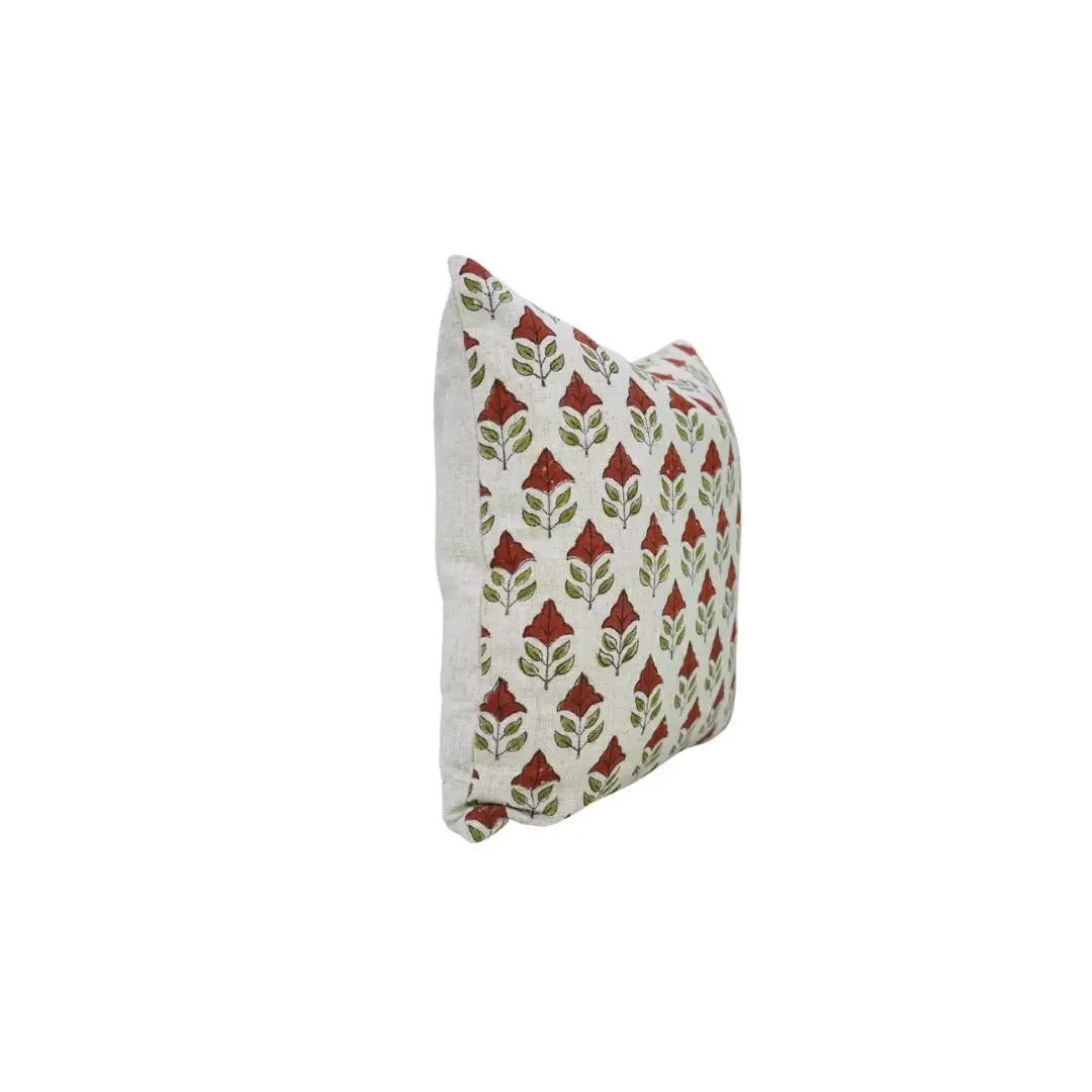 Interior Decor Hand Block Print Viscose Linen Table Pillow Cover- Mayur