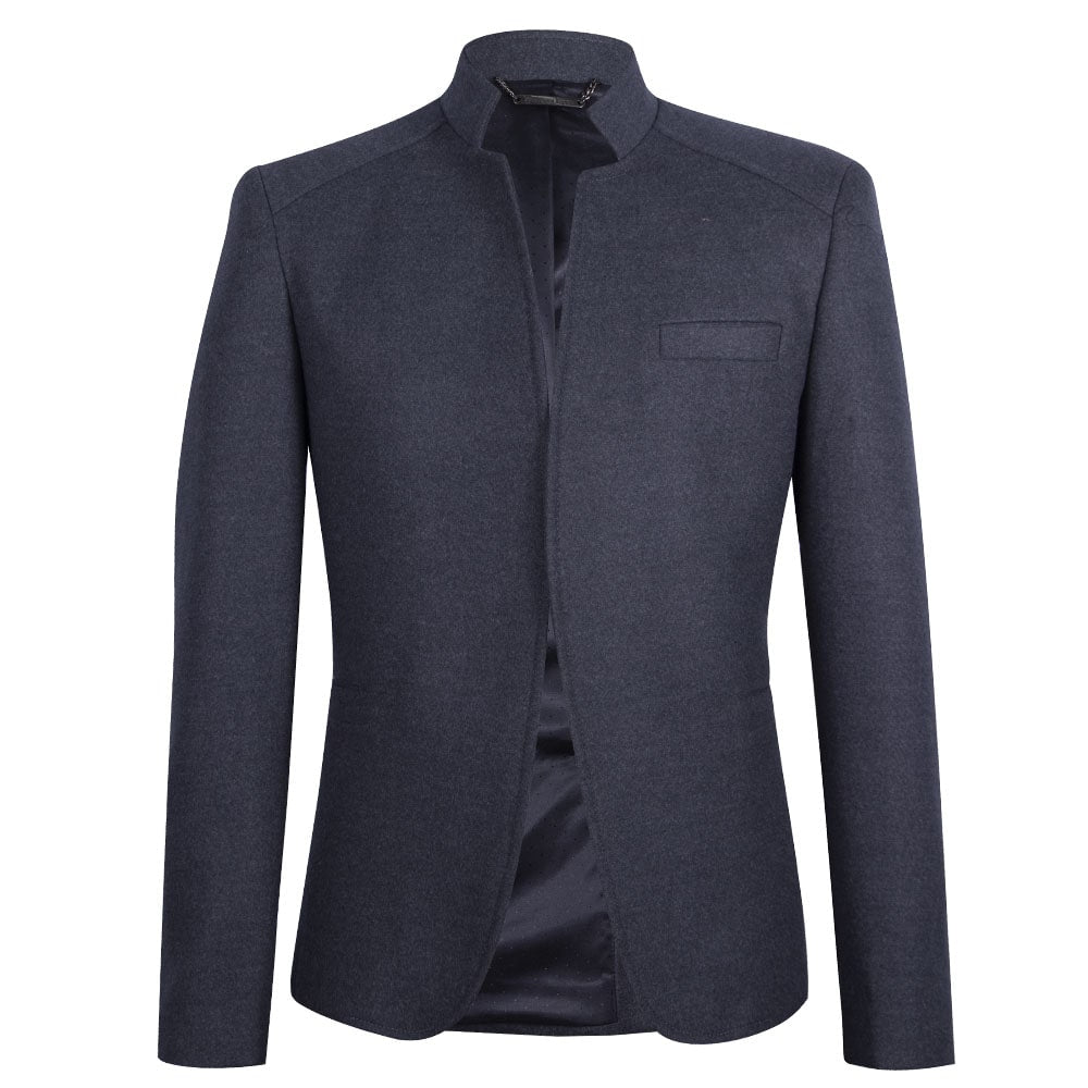 Basic gray blazer with military collar