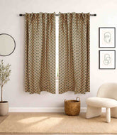 Handmade Bohemian Block Print Viscose Color Linen Window Curtain Panel - Palak