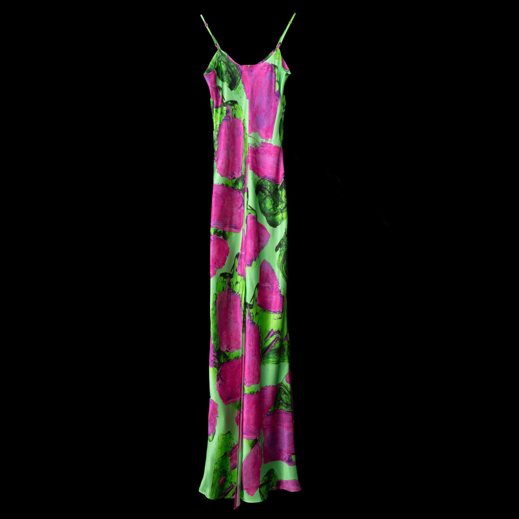 Green Magenta Blocks Slip Dress