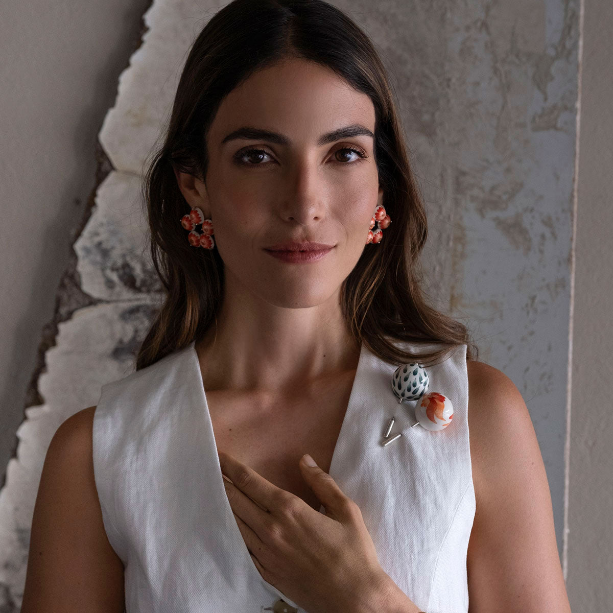 CARMEN Artisan Ceramic Pin with Recycled Silver