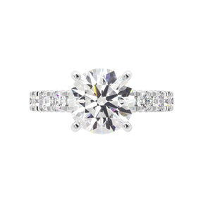 Round Diamond Iced Out Micropave Engagement Ring