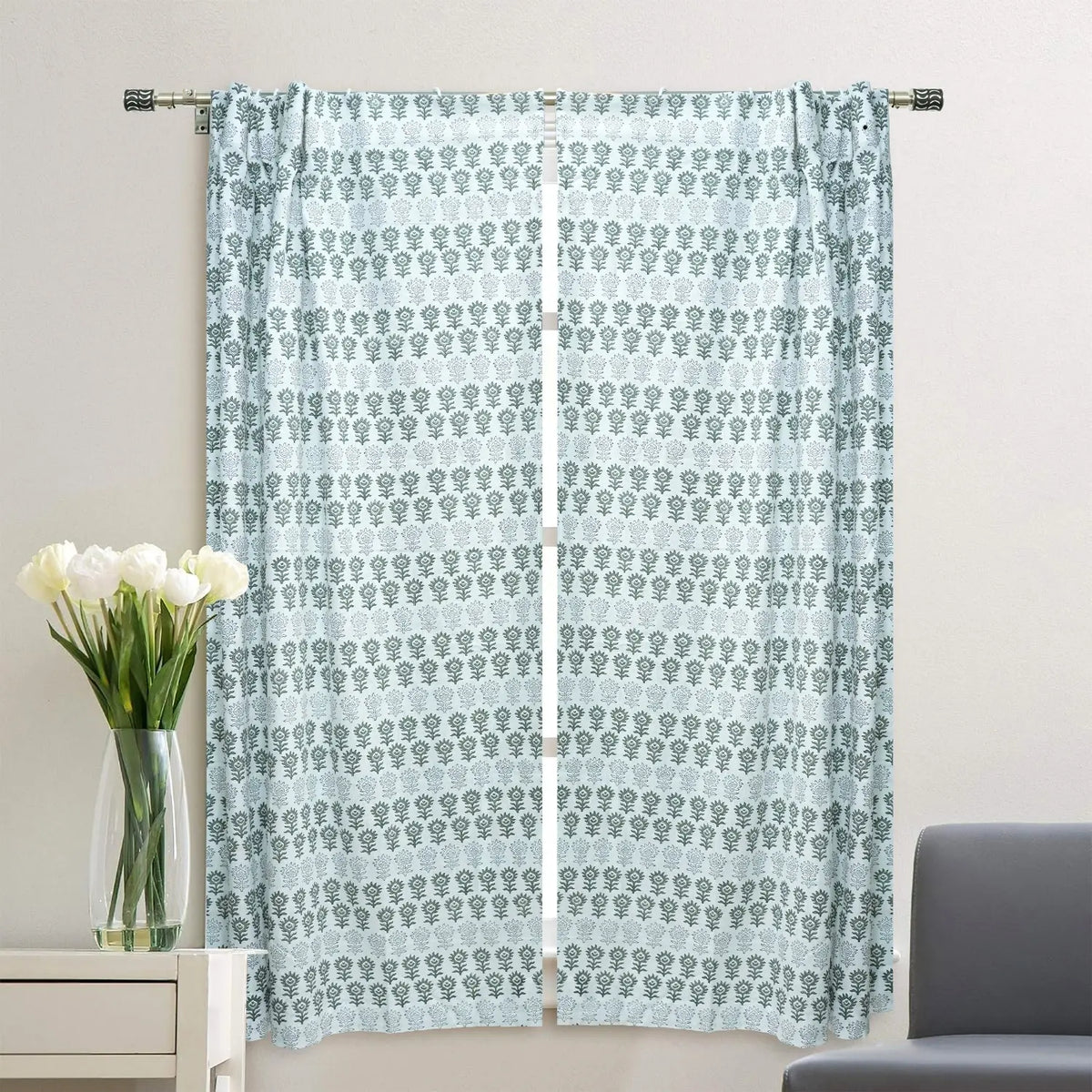 Traditional Viscose Colored Linen Ring Curtain - Surajmukhi