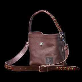 Abelo Leather Mini Bucket Hand Bag - Beaded