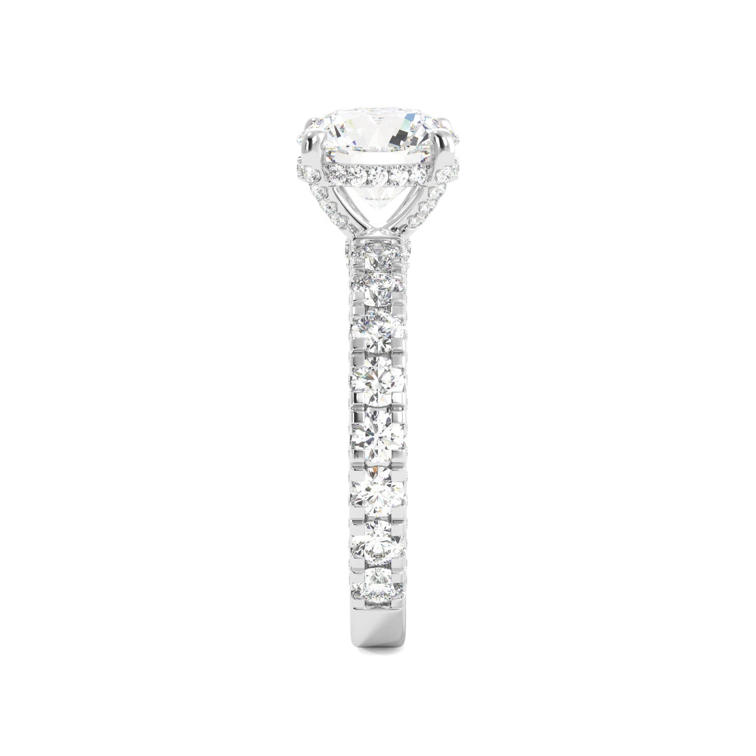 Round Diamond Iced Out Micropave Engagement Ring