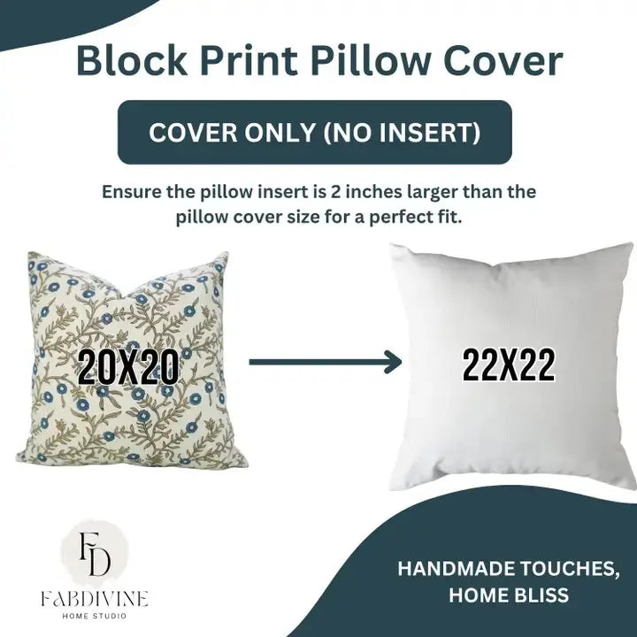 Natural Design Print Linen Blend Pillow Cover - Shehjan
