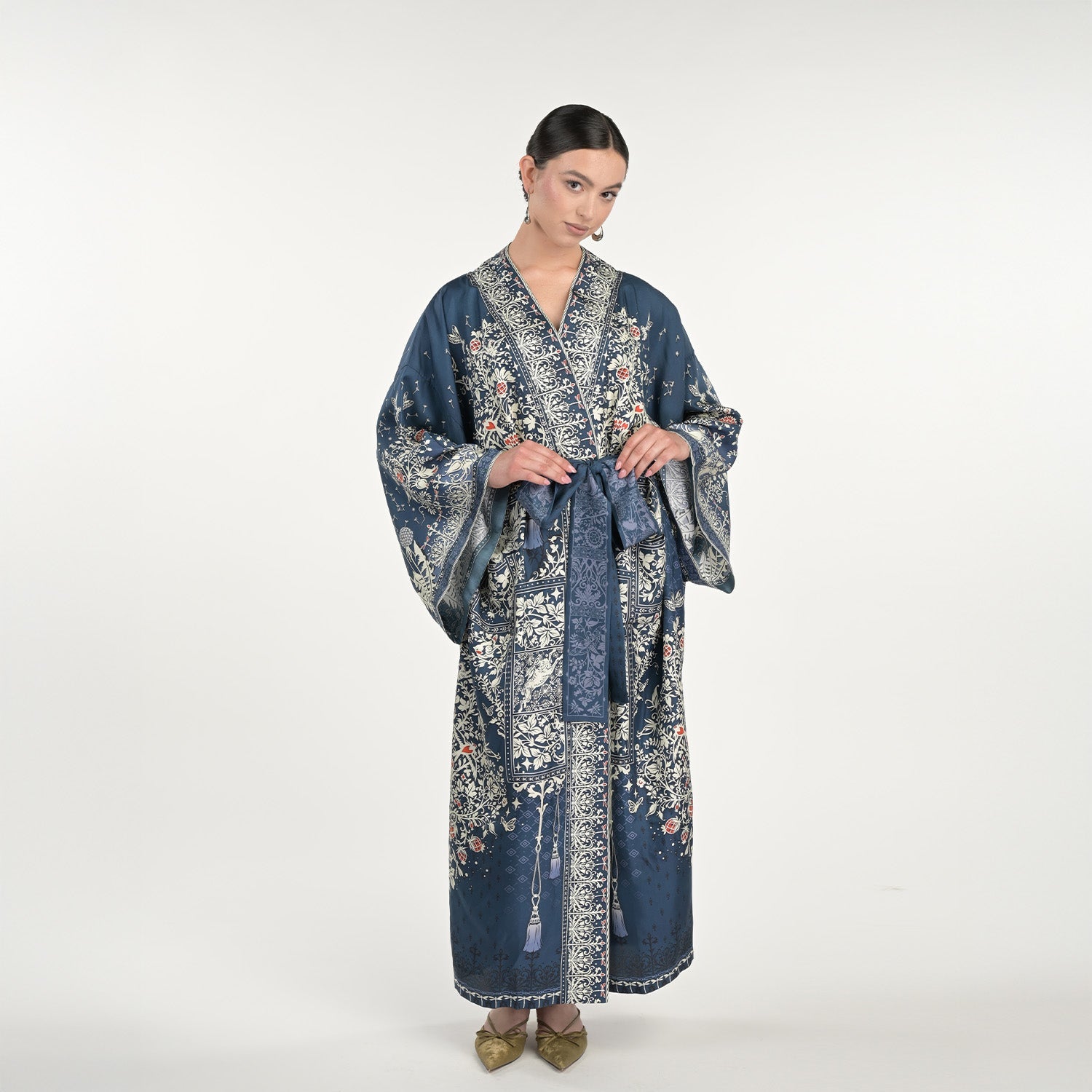 Tree Of Life Silk Robe In Blue