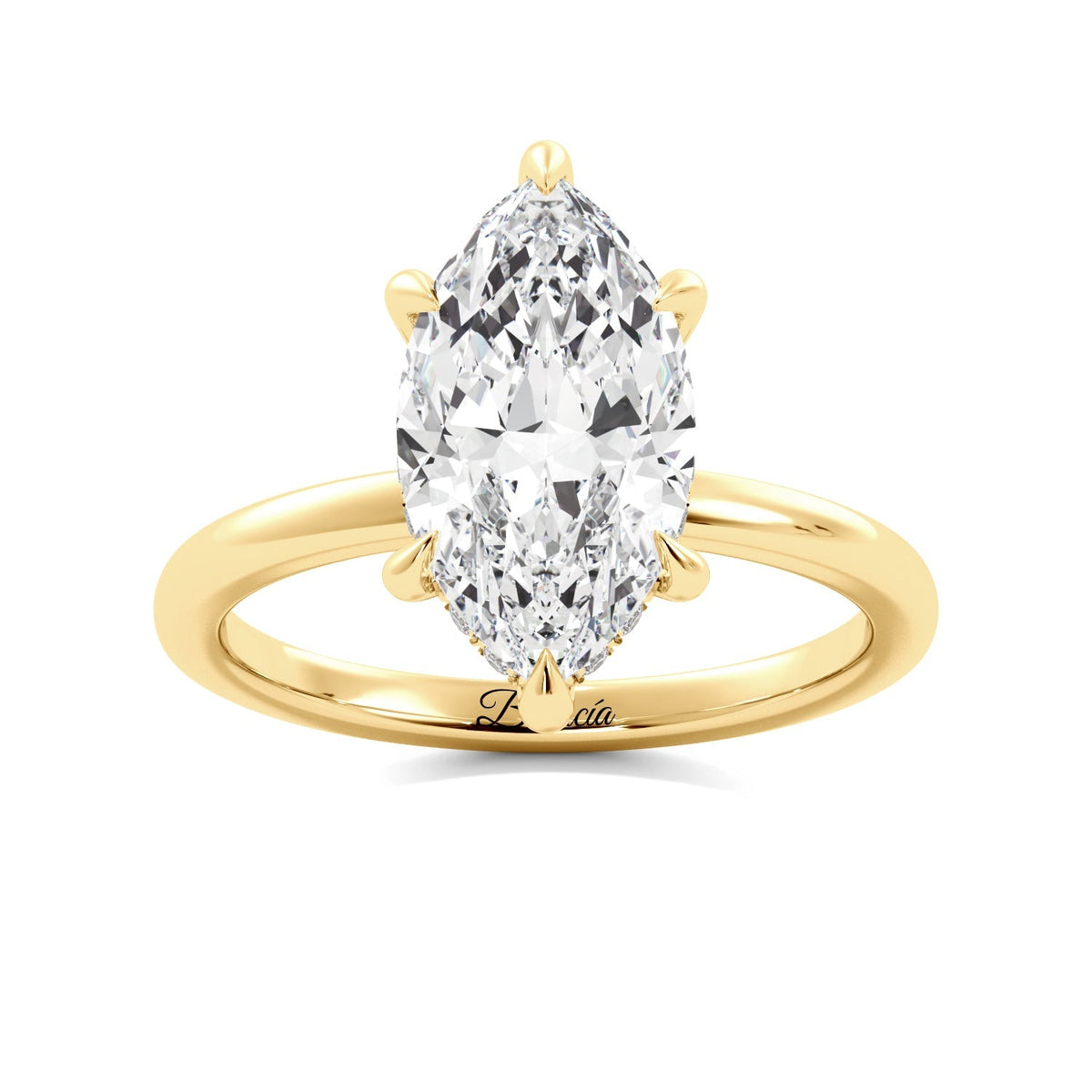 Marquise Diamond Solitaire Hidden Halo Engagement Ring