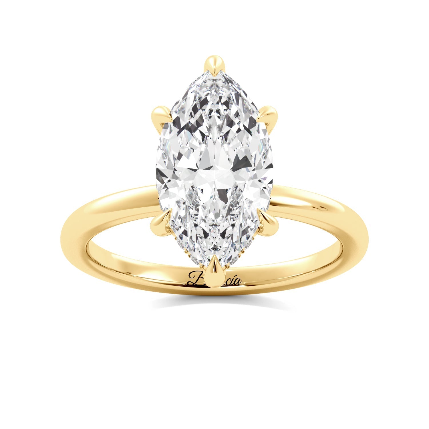 Marquise Diamond Solitaire Hidden Halo Engagement Ring