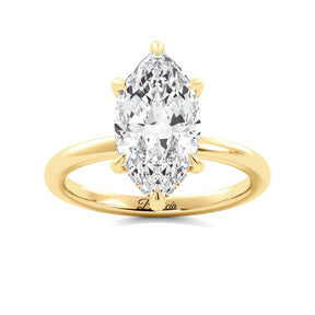 Marquise Diamond Solitaire Hidden Halo Engagement Ring