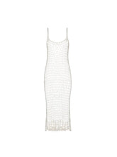 Marley Mesh Handmade Crochet Knit Dress - Stone white