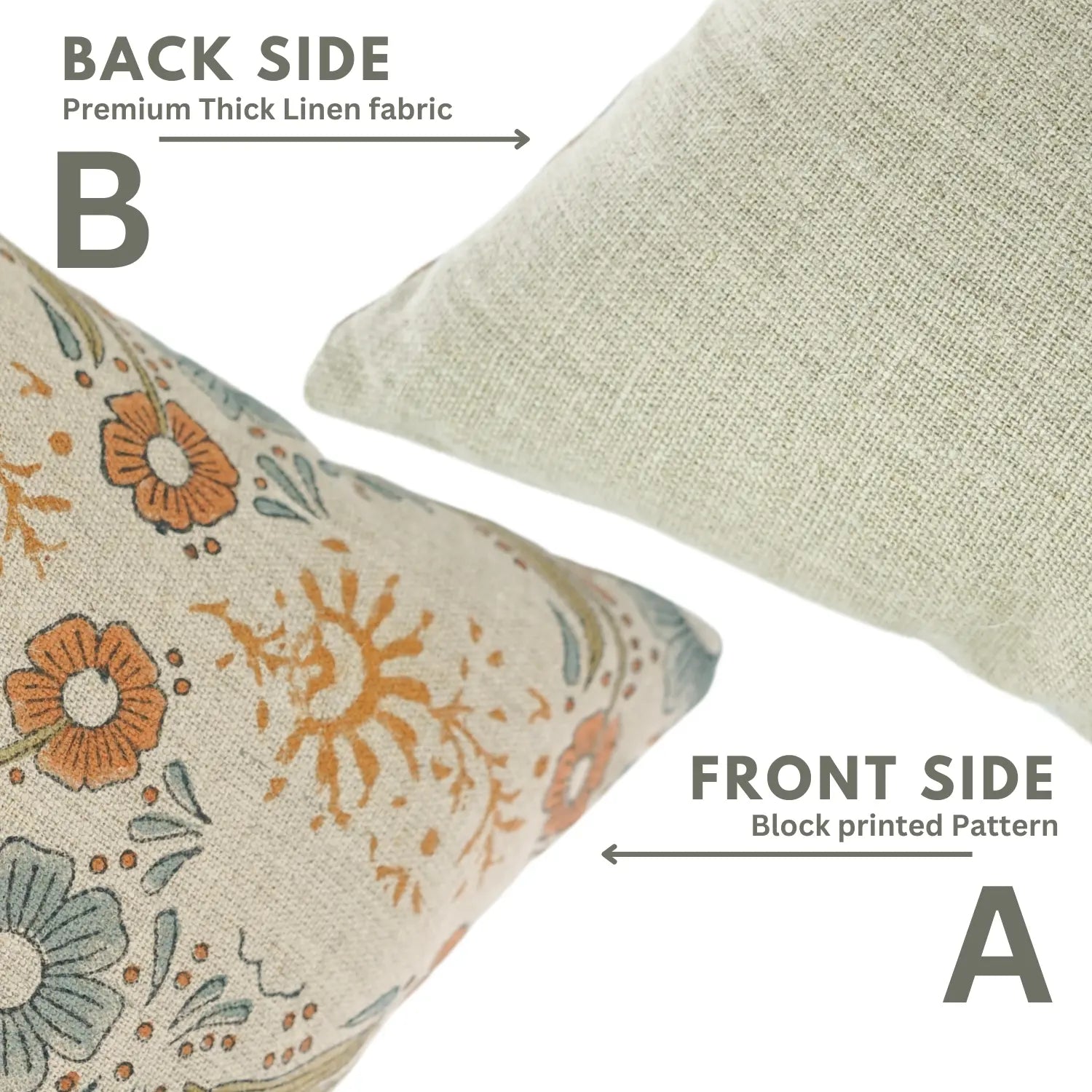 Handmade Block Print Thick Linen Cushion Cover - Vanshika