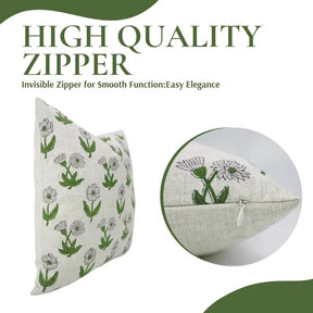 Handcarfted Hand Made Block Printed Viscose Linen Piillow Cover - Kirti