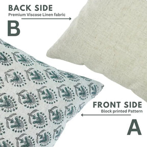 Handcrafted Hand Block Print Design Viscose Linen Pillow Cover- Gurukul