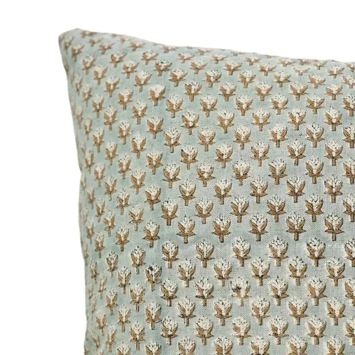 Artfully Hand Block Printed Viscose Linen Pillow Cover- Mogra