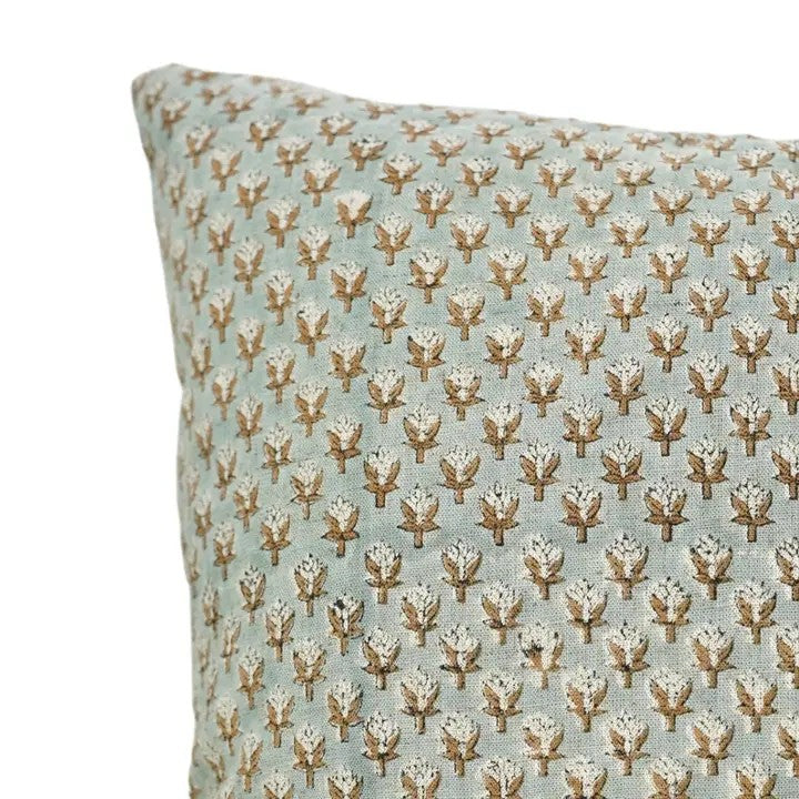 Artfully Hand Block Printed Viscose Linen Pillow Cover- Mogra