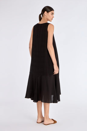 Lenox Godet Dress | Black