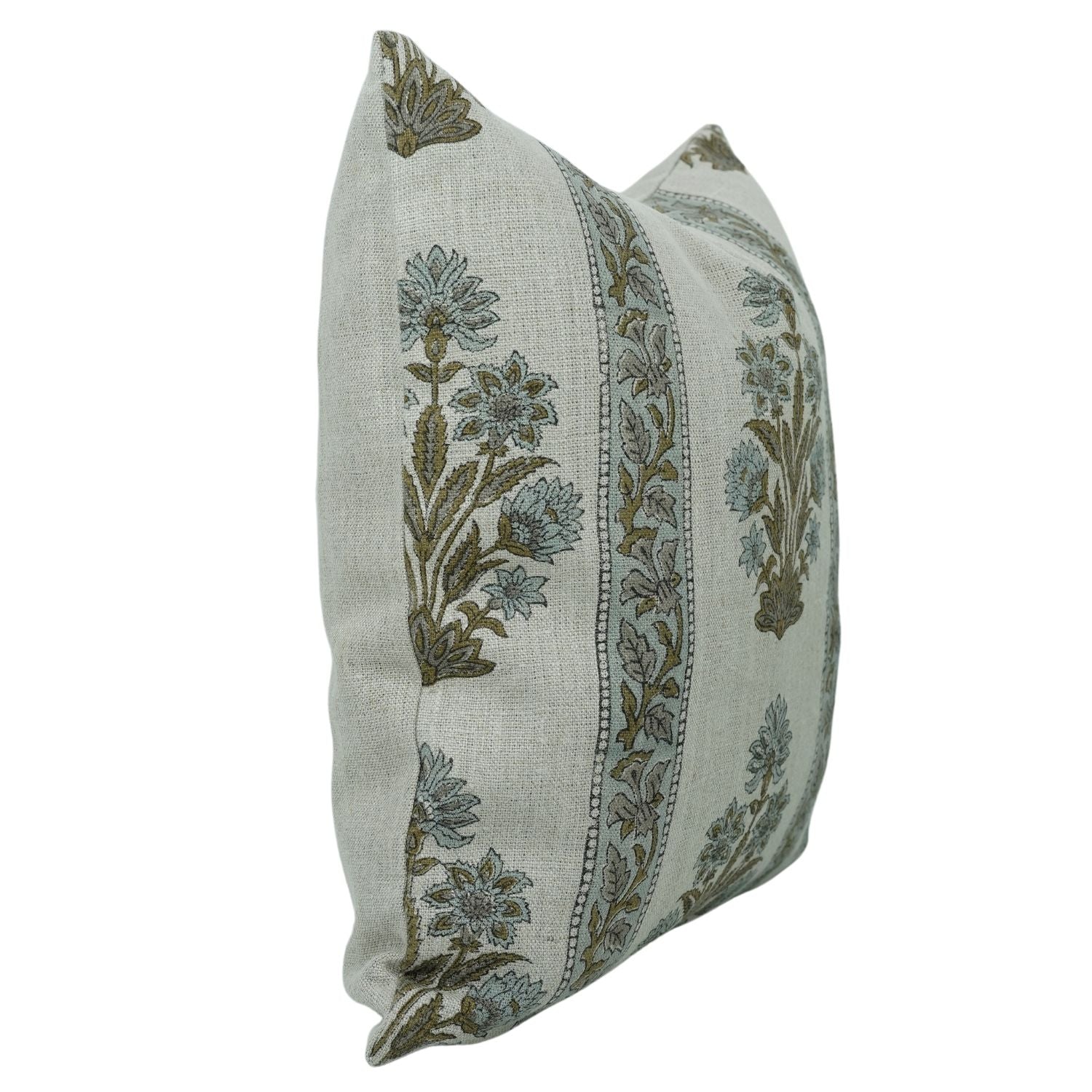 Block Print Boho Thick Linen Pillow Cover- Morpankh Border