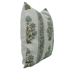 Block Print Boho Thick Linen Pillow Cover- Morpankh Border
