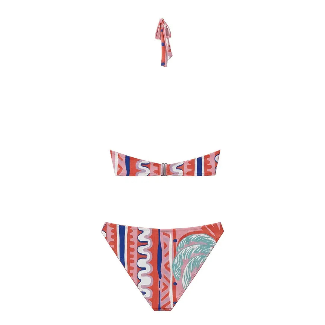 Halter Bikini Pink Palm Classic Brief