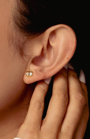 Mother Of Pearl Cross Dome Stud Earrings