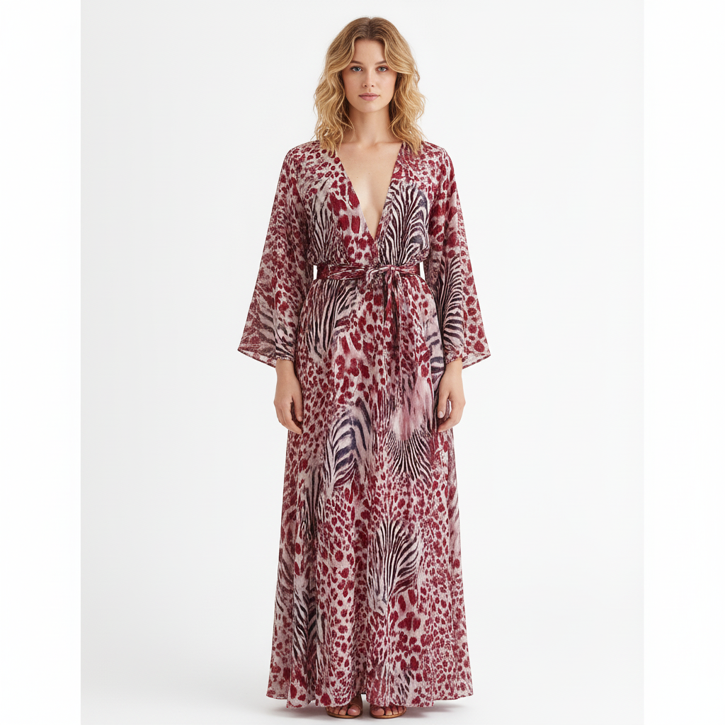 Silk Pink Safari Kimono