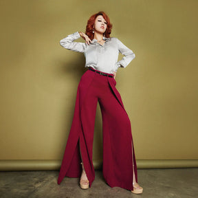 Dina Wide-Leg Crepe Pant
