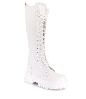 White High-Top Combat Boots Holli