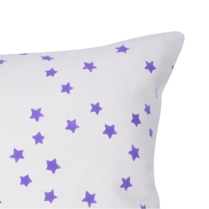 Sparkle Handmade Block Print Thick Cotton White Cushion Cover - Star
