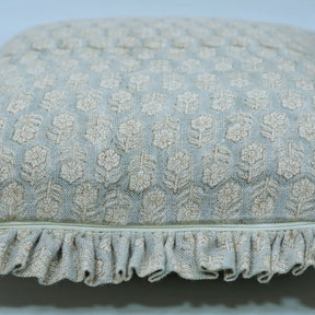 Decorative Block Print Thick Linen Frill Pillow Cover Cushion - Tulsi Buti