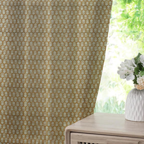 Decorative Block Thick Linen Pleated Curtain- Tulsi Buti