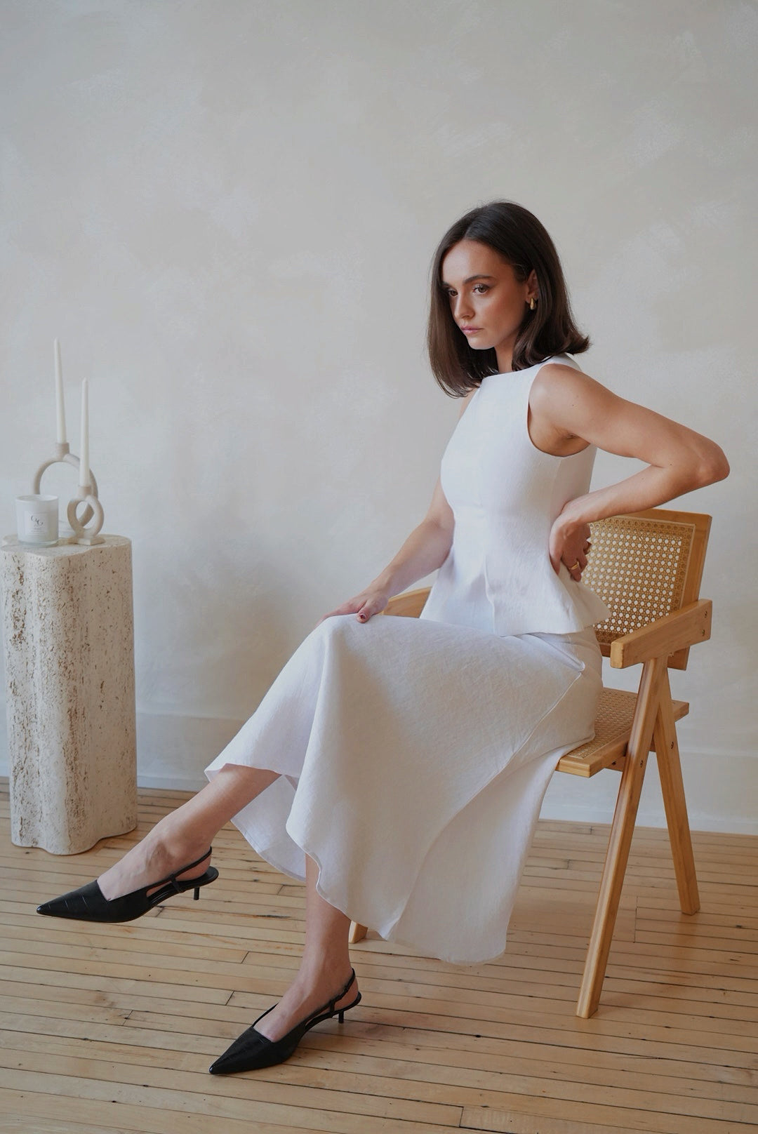 Jiulia Two-Piece Set in White