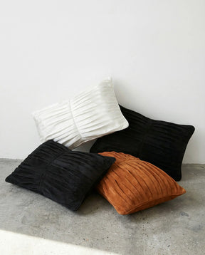 Pleated Cotton Suede Pillow