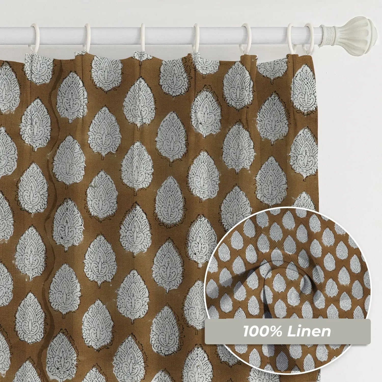 Designer Print Duck Canvas Window Curtain - Betal Leaf